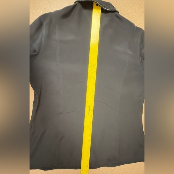 Casual Corner Silk‎ Shirt Black Size 10 Button Down Long Sleeve - Picture 12 of 14